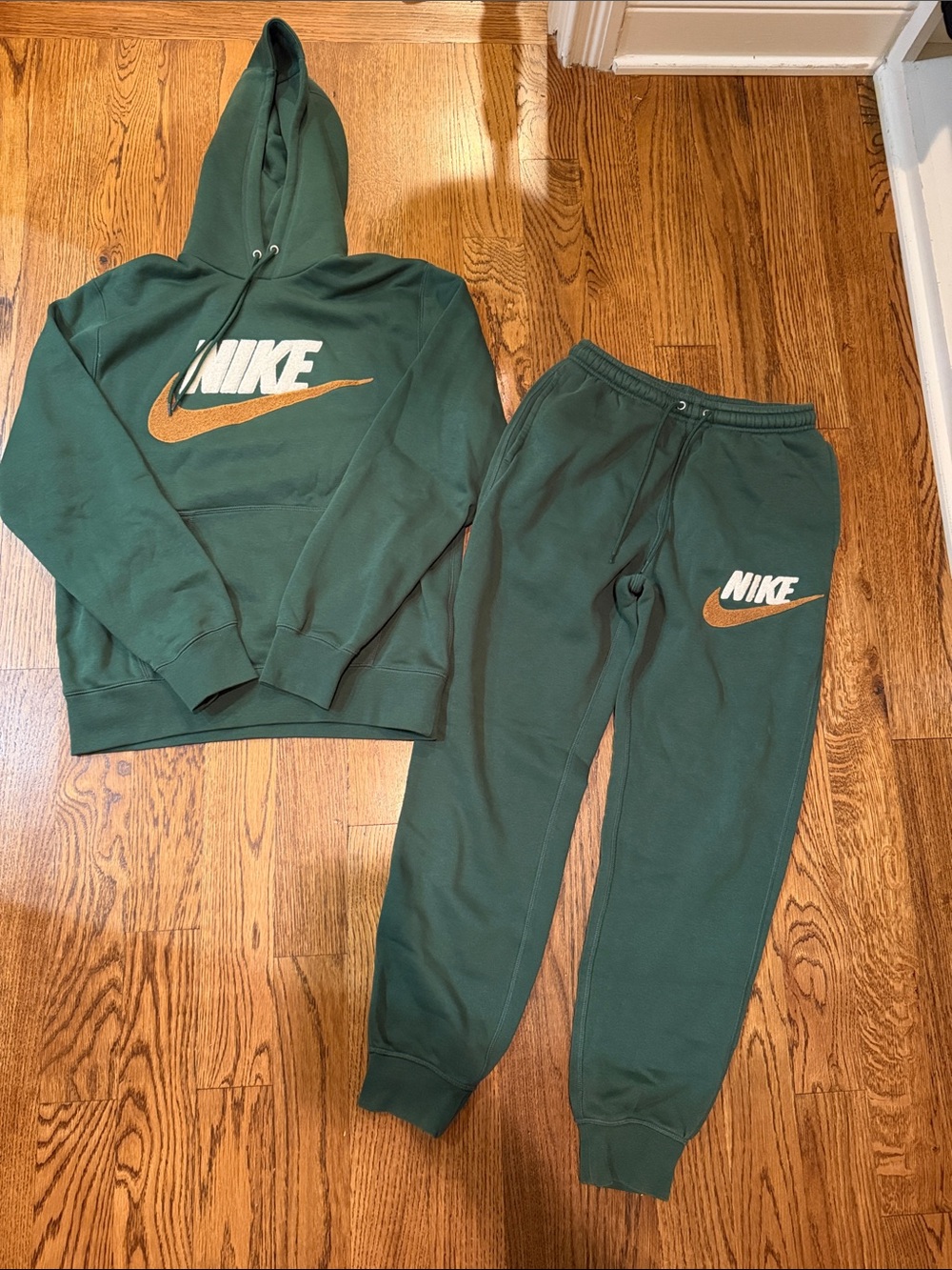 Nike Forest Green Hoodie & Joggers with Gold Swoosh
